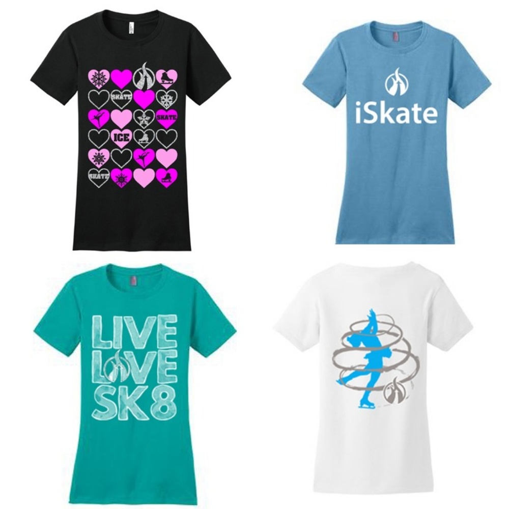 4 NEW Figure Skating Tee T-Shirts Junior L
